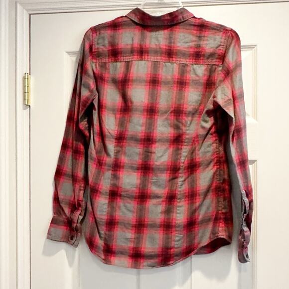 J Crew Gray Red The Perfect Button Long Sleeve 100% Cotton Flannel Shirt SMALL - Picture 4 of 12